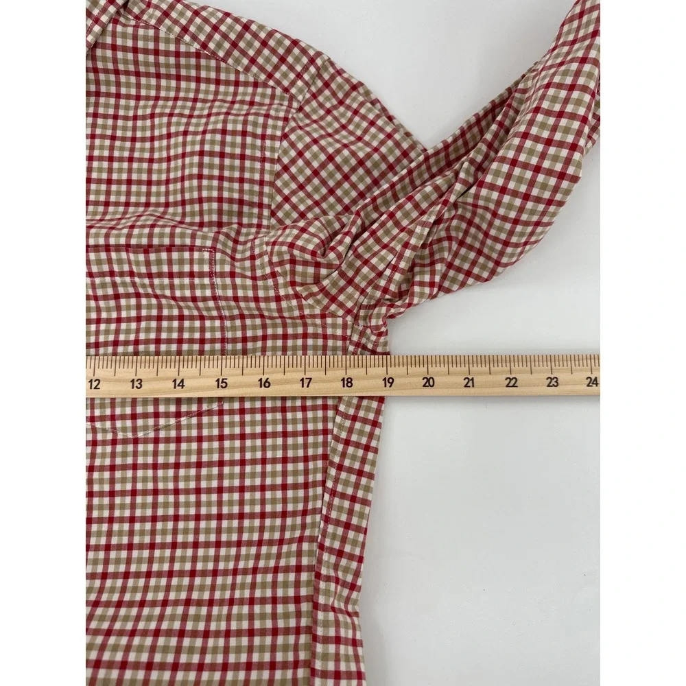 J Crew Mens Red Tan Plaid Button Down Shirt Long Sleeve‎ Casual Business Size XS